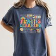 Groovy Play Is Learning Kindergarten Teacher Appreciation Women's Comfort Colors T-Shirt Denim Groovy Play Is Learning Kindergarten Teacher Appreciation Women's Comfort Colors T-Shirt Denim