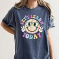 Groovy Retro Lets Learn Today Teacher Student Back To School Women's Comfort Colors T-Shirt Denim Groovy Retro Lets Learn Today Teacher Student Back To School Women's Comfort Colors T-Shirt Denim