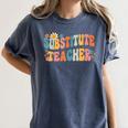 Groovy Substitute Teacher Retro Teacher Back To School Women's Comfort Colors T-Shirt Denim Groovy Substitute Teacher Retro Teacher Back To School Women's Comfort Colors T-Shirt Denim