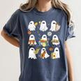 Halloween Ghost Music Teacher Playing Instruments Women's Comfort Colors T-Shirt Denim Halloween Ghost Music Teacher Playing Instruments Women's Comfort Colors T-Shirt Denim