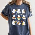 Halloween Ghost Playing Musical Instruments Music Teacher Women's Comfort Colors T-Shirt Denim Halloween Ghost Playing Musical Instruments Music Teacher Women's Comfort Colors T-Shirt Denim