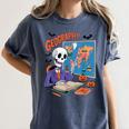 Halloween Skeleton Geography Teacher Pumpkin Bats Classroom Women's Comfort Colors T-Shirt Denim Halloween Skeleton Geography Teacher Pumpkin Bats Classroom Women's Comfort Colors T-Shirt Denim