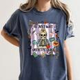 Halloween Skeleton Teacher I'Ll Just Wait Until It's Quiet Women's Comfort Colors T-Shirt Denim Halloween Skeleton Teacher I'Ll Just Wait Until It's Quiet Women's Comfort Colors T-Shirt Denim