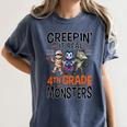 Halloween Teacher Creepin It Real With My 4th Grade Monsters Women's Comfort Colors T-Shirt Denim Halloween Teacher Creepin It Real With My 4th Grade Monsters Women's Comfort Colors T-Shirt Denim
