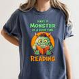 Halloween Teacher Librarian Monster Reading Books Men Women Kids Women's Comfort Colors T-Shirt Denim