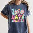 Happy 100th Day Of School 100 Days Brighter Teachers Kids Women's Comfort Colors T-Shirt Denim
