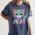 Happy Dot Day Colorful Polka Dot Cat Kitten Teachers Kids Women's Comfort Colors T-Shirt Denim