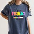 Happy Friyay Teacher School Friday Weekend Vibes Women's Comfort Colors T-Shirt Denim Happy Friyay Teacher School Friday Weekend Vibes Women's Comfort Colors T-Shirt Denim