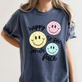 Happy To See Your Face Smile Face Teacher Back To School Women's Comfort Colors T-Shirt Denim