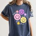 Happy To See Your Face Teacher Flower Back To School Women's Comfort Colors T-Shirt Denim