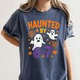 Haunted 67 Ghost Math Teacher Halloween Costume Math Pun Women's Comfort Colors T-Shirt Denim Haunted 67 Ghost Math Teacher Halloween Costume Math Pun Women's Comfort Colors T-Shirt Denim
