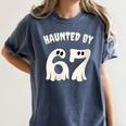 Haunted By 67 Teacher Halloween 6 7 Shirt Women's Comfort Colors T-Shirt Denim