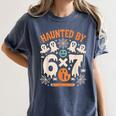Haunted By 6x7 Math Teacher Halloween Pun Women's Comfort Colors T-Shirt Denim Haunted By 6x7 Math Teacher Halloween Pun Women's Comfort Colors T-Shirt Denim