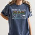 Helping Little Minds Grow One Phoneme At A Time Teacher Women's Comfort Colors T-Shirt Denim