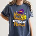 Hocus Pocus Everybody Focus Halloween Teacher Men Women Kids Women's Comfort Colors T-Shirt Denim