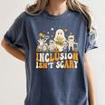 Inclusion Isn't Scary Mummy Boo Ghost Halloween SLP Teacher Women's Comfort Colors T-Shirt Denim Inclusion Isn't Scary Mummy Boo Ghost Halloween SLP Teacher Women's Comfort Colors T-Shirt Denim