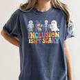 Inclusion Isn't Scary SLP Halloween Sped Teacher Women's Comfort Colors T-Shirt Denim Inclusion Isn't Scary SLP Halloween Sped Teacher Women's Comfort Colors T-Shirt Denim