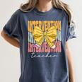 Interventionist Teacher Groovy Coquette Bow Back To School Women's Comfort Colors T-Shirt Denim