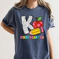 K Is For Kindergarten Teacher Pencil Apple Back To School Women's Comfort Colors T-Shirt Denim K Is For Kindergarten Teacher Pencil Apple Back To School Women's Comfort Colors T-Shirt Denim