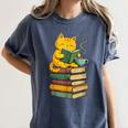 Kawaii Cats Lover Coffee Books Teacher Librarian Cat Women's Comfort Colors T-Shirt Denim