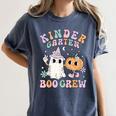 Kindergarten Boo Crew Halloween Floral Ghost Kinder Teacher Women's Comfort Colors T-Shirt Denim