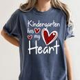 Kindergarten Has My Heart Buffalo Print Teacher Valentine Women's Comfort Colors T-Shirt Denim