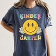 Kindergarten Squad Smile Face Teachers Kids Back To School Women's Comfort Colors T-Shirt Denim Kindergarten Squad Smile Face Teachers Kids Back To School Women's Comfort Colors T-Shirt Denim
