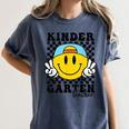 Kindergarten Teacher Hippie Smile Face Back School Women's Comfort Colors T-Shirt Denim Kindergarten Teacher Hippie Smile Face Back School Women's Comfort Colors T-Shirt Denim
