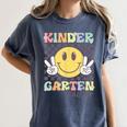 Kindergarten Teacher Team Hippie Smile Face Back To School Women's Comfort Colors T-Shirt Denim