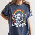 Kindness Comes In Many Languages ESL English Teacher Women's Comfort Colors T-Shirt Denim