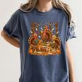 Librarian Turkey Reading Book Fall Thanksgiving Teacher Book Women's Comfort Colors T-Shirt Denim Librarian Turkey Reading Book Fall Thanksgiving Teacher Book Women's Comfort Colors T-Shirt Denim