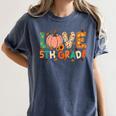 Love 5th Grade Thanksgiving Colorful Fall Leaves Teacher Women's Comfort Colors T-Shirt Denim