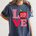 Love Kindergarten Cute Apple School Teacher Women's Comfort Colors T-Shirt Denim Love Kindergarten Cute Apple School Teacher Women's Comfort Colors T-Shirt Denim