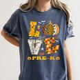 LOVE Pre-K Pumpkin Teacher Student Halloween Costume Women's Comfort Colors T-Shirt Denim LOVE Pre-K Pumpkin Teacher Student Halloween Costume Women's Comfort Colors T-Shirt Denim