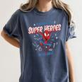 Marvel Spider-Man Teachers Are Super Heroes Women's Comfort Colors T-Shirt Denim Marvel Spider-Man Teachers Are Super Heroes Women's Comfort Colors T-Shirt Denim