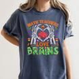 Math Teacher Love Brain Heart Skeleton Hand Zombie Halloween Women's Comfort Colors T-Shirt Denim