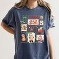 Merry And Bright Christmas Gingerbread Santa Book Teacher Women's Comfort Colors T-Shirt Denim