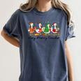 Very Merry Teacher Christmas Goose Silly Holiday Party Women's Comfort Colors T-Shirt Denim