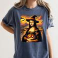 Mona Lisa Pumpkin Halloween Art Teacher Witchy Women Kids Women's Comfort Colors T-Shirt Denim Mona Lisa Pumpkin Halloween Art Teacher Witchy Women Kids Women's Comfort Colors T-Shirt Denim