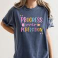 Motivational Progress Over Perfection Back To School Teacher Women's Comfort Colors T-Shirt Denim Motivational Progress Over Perfection Back To School Teacher Women's Comfort Colors T-Shirt Denim