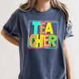 Neon Retro Teacher Cute Teacher Team New Teacher Back To Sch Women's Comfort Colors T-Shirt Denim