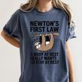 Newtons First Law Physics Jokes Science Teacher Women's Comfort Colors T-Shirt Denim