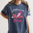 In October We Wear Pink Apple Teacher Daisy Breast Cancer Women's Comfort Colors T-Shirt Denim In October We Wear Pink Apple Teacher Daisy Breast Cancer Women's Comfort Colors T-Shirt Denim