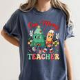One Merry Teacher Groovy Christmas Tree Pjs Xmas Teacher Women's Comfort Colors T-Shirt Denim One Merry Teacher Groovy Christmas Tree Pjs Xmas Teacher Women's Comfort Colors T-Shirt Denim