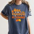 One Thankful PE Teacher Thanksgiving Fall Autumn Groovy Women's Comfort Colors T-Shirt Denim