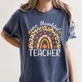 One Thankful Teacher Thanksgiving Rainbow Leopard Fall Women's Comfort Colors T-Shirt Denim One Thankful Teacher Thanksgiving Rainbow Leopard Fall Women's Comfort Colors T-Shirt Denim