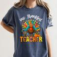 One Thankful Teacher Thanksgiving Turkey Cute Crayon Pencil Women's Comfort Colors T-Shirt Denim One Thankful Teacher Thanksgiving Turkey Cute Crayon Pencil Women's Comfort Colors T-Shirt Denim