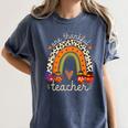 One Thankful Teacher Thanksgiving Turkey Rainbow Fall Women's Comfort Colors T-Shirt Denim One Thankful Teacher Thanksgiving Turkey Rainbow Fall Women's Comfort Colors T-Shirt Denim