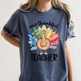 One Thankful Teacher Turkey Pencil Thanksgiving Teachers Women's Comfort Colors T-Shirt Denim One Thankful Teacher Turkey Pencil Thanksgiving Teachers Women's Comfort Colors T-Shirt Denim