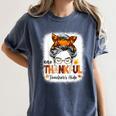 One Thankful Teacher's Aide Messy Bun Thanksgiving Fall Women's Comfort Colors T-Shirt Denim One Thankful Teacher's Aide Messy Bun Thanksgiving Fall Women's Comfort Colors T-Shirt Denim